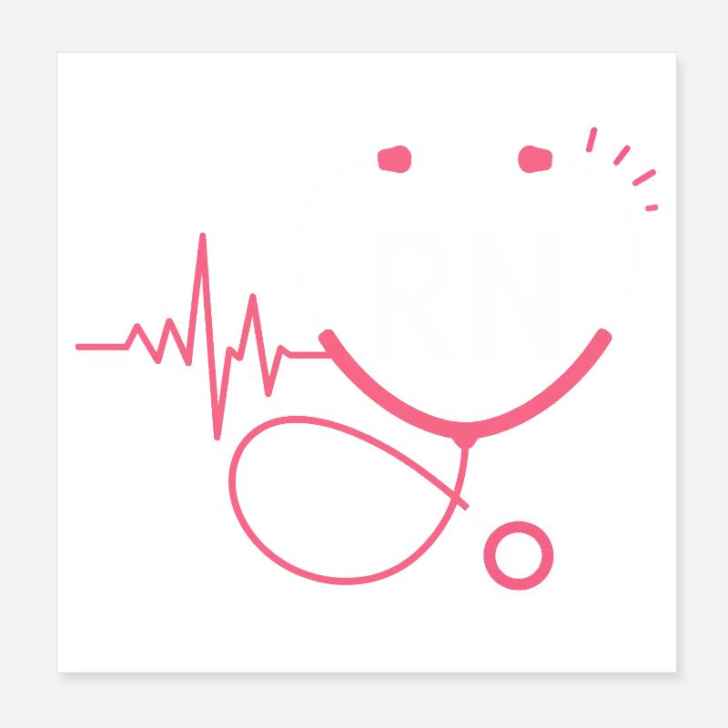 RN Heartbeat Stethoscope Poster 8" x 8" (20x20 cm)