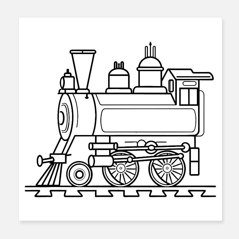 Style de bande dessinée ferroviaire Poster 20 x 20 cm