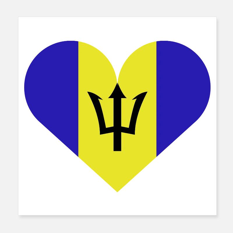 Barbados flag with heart Poster 8" x 8" (20x20 cm)
