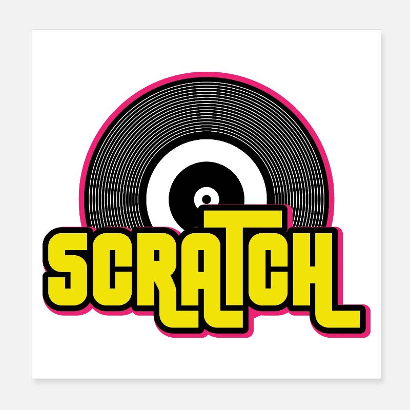 Graphique de disque vinyle Scratch DJ Poster 20 x 20 cm