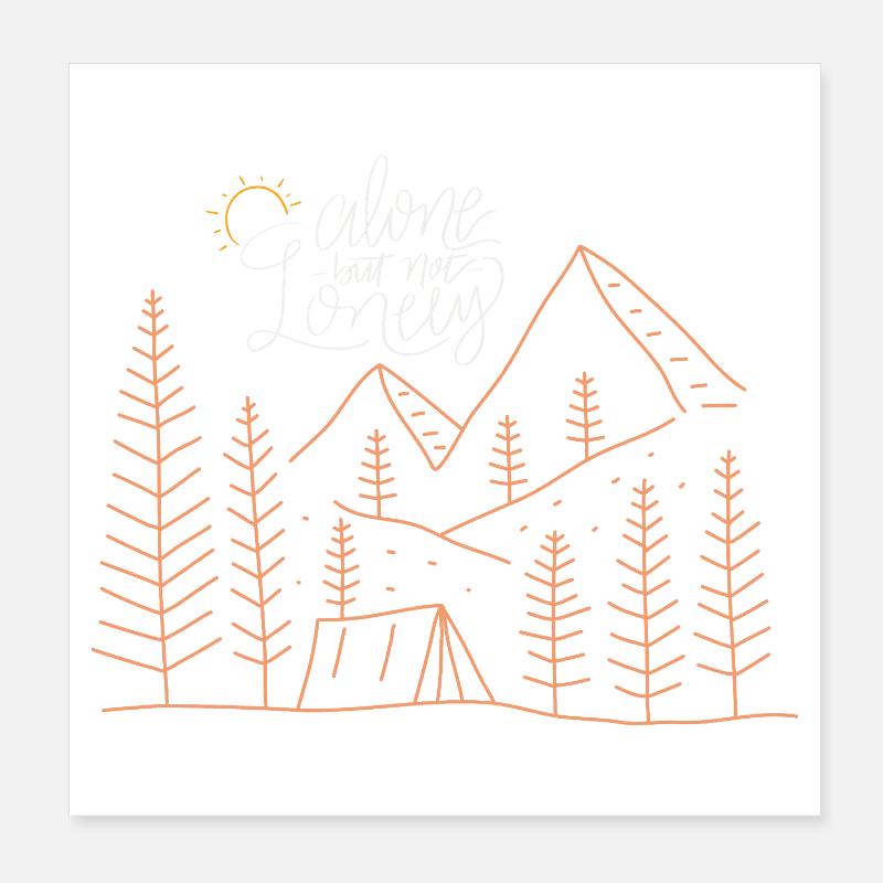Aventure de camping solitaire Poster 20 x 20 cm