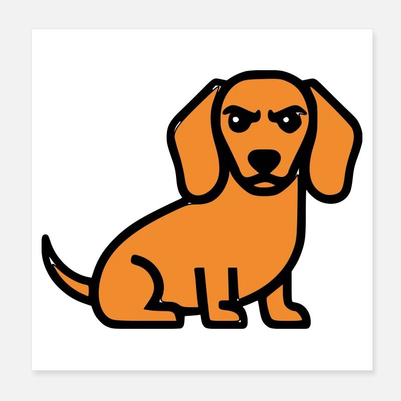 Dackel Hund Braun Comic Poster 20x20 cm