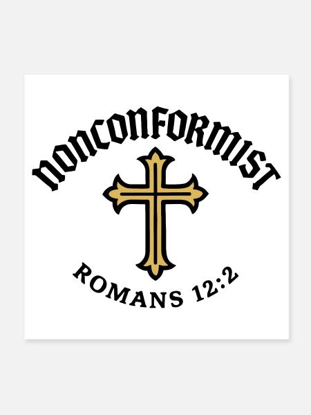 Anticonformiste Chrétien Romains 12:2 Croix d'Or - Poster 20 x 20 cm - blanc - Devant