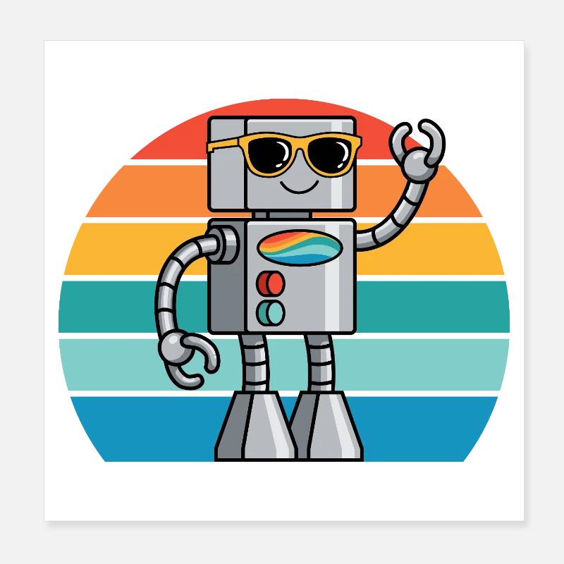 Retro Ki Roboter für Technikliebhaber & Roboterfan Poster 20x20 cm