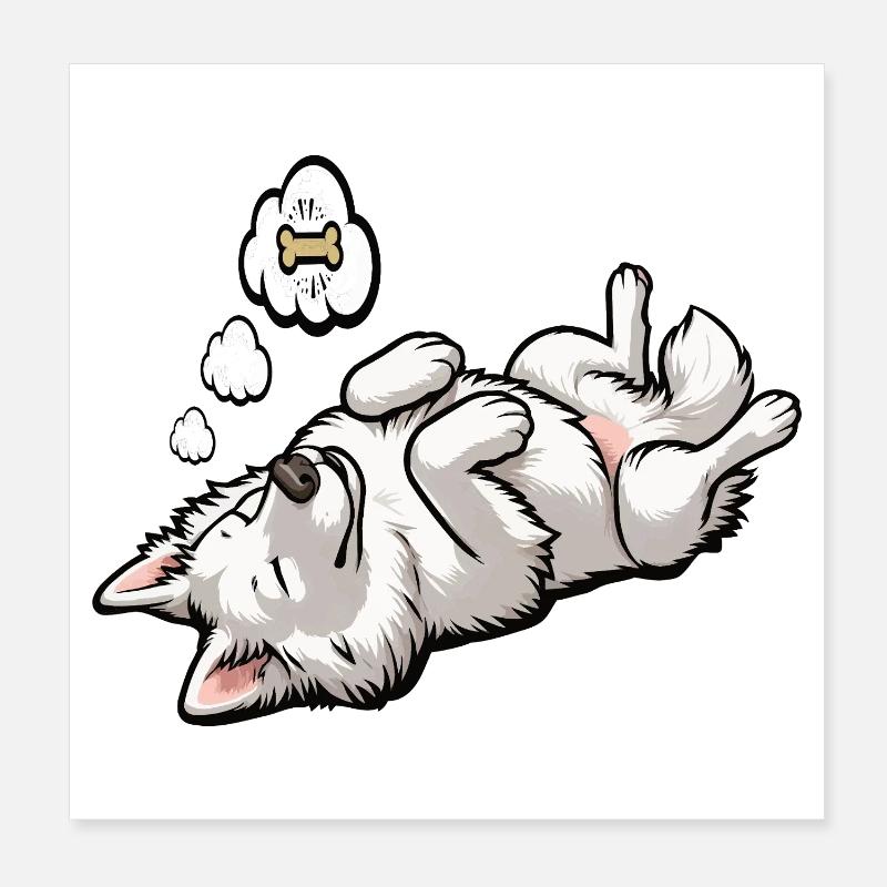 White Shepherd Shepherd Shepherd Dogs Poster 8" x 8" (20x20 cm)