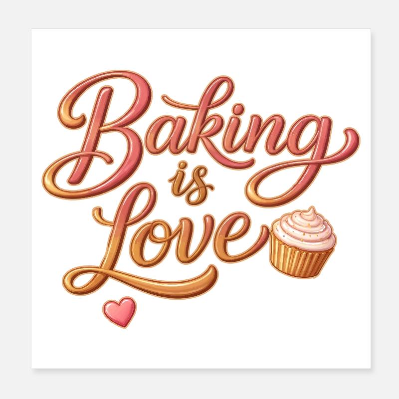 Baking is Love Baking Saying Design Poster 8" x 8" (20x20 cm)