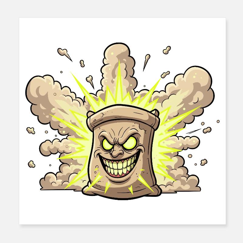 Explosive Sack Cartoon Poster 8" x 8" (20x20 cm)