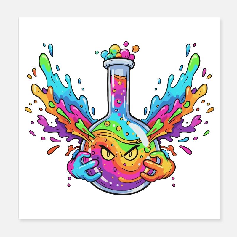 Colorful Alchemy Bottle Explosion Poster 8" x 8" (20x20 cm)