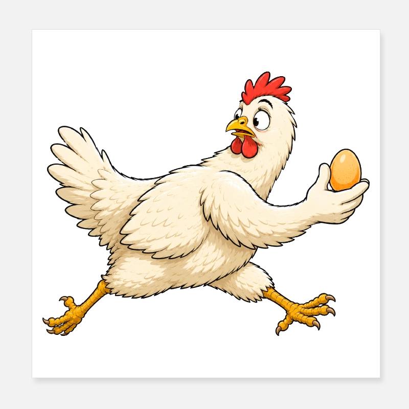 Chicken met l’œuf en sécurité Poster 20 x 20 cm
