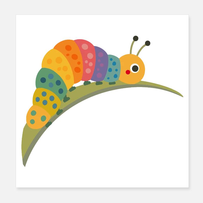 Chenille colorée dans le style kawaii Poster 20 x 20 cm