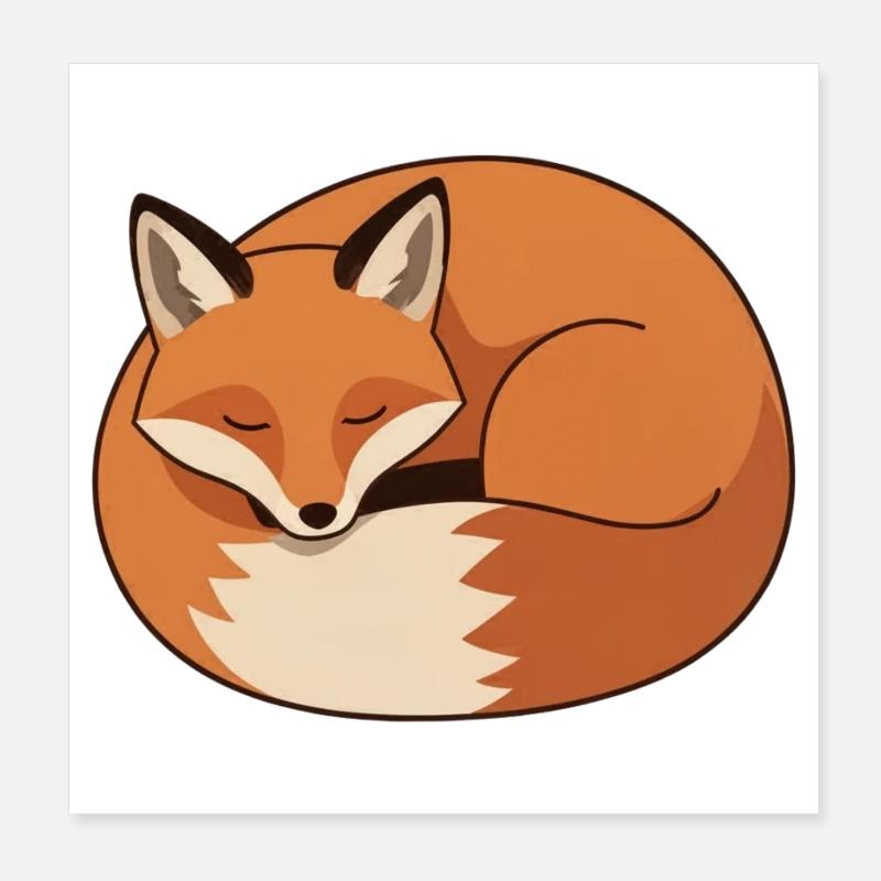 Sleeping Fox Gift Poster 8" x 8" (20x20 cm)