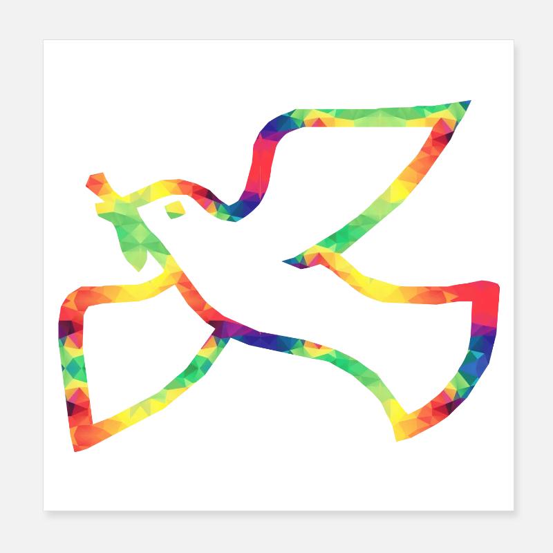 Bunte Friedenstaube - Poster 20x20 cm - Weiß