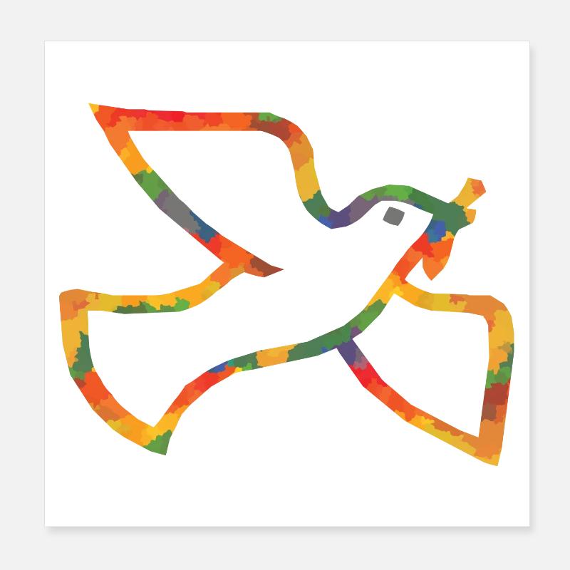 Farbige Friedenstaube Poster 20x20 cm