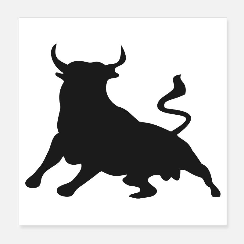 Stier - Poster 20x20 cm - Weiß