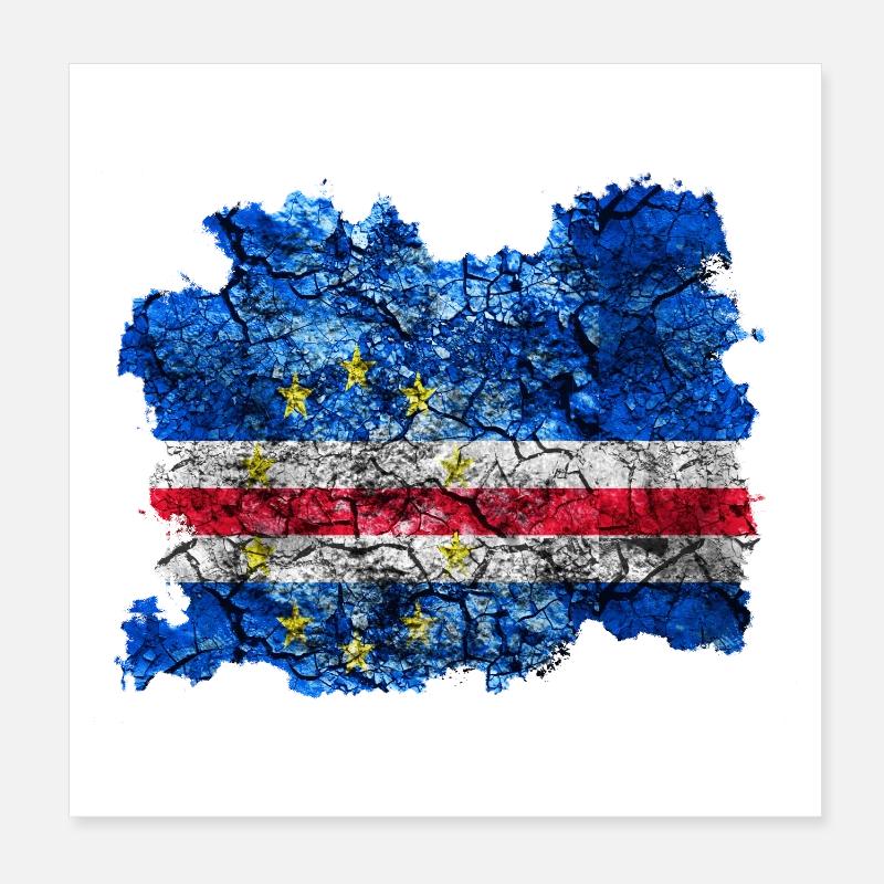 Cabo Verde Drapeau Vintage - Poster 20 x 20 cm - blanc