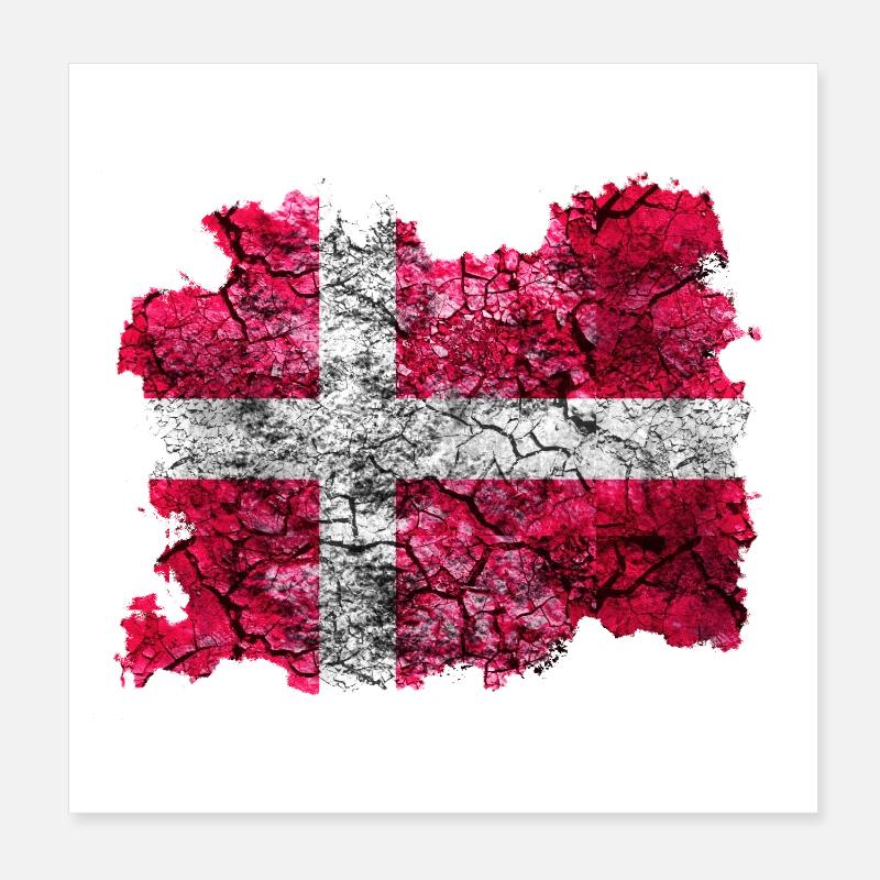 Danemark Drapeau Vintage Poster 20 x 20 cm