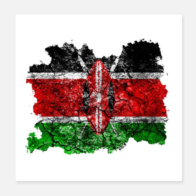 Kenya Drapeau Vintage Poster 20 x 20 cm