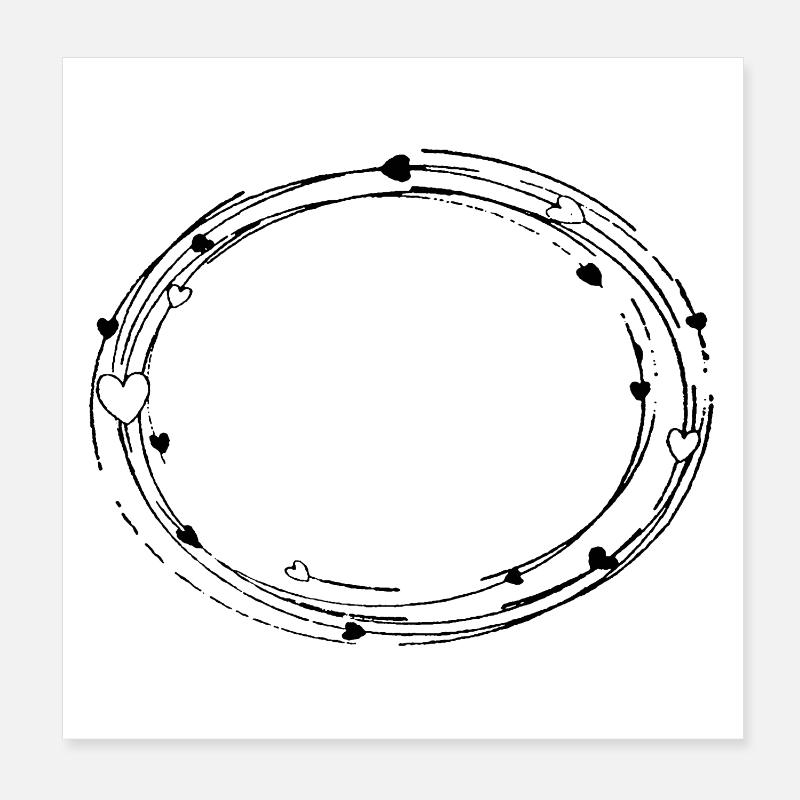 Deko oval mit Herzen - Rahmen Hintergrund Poster 20x20 cm