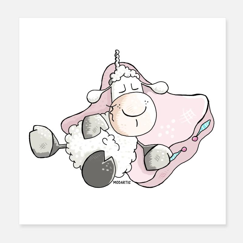 Moutons De Rêve - Agneau - Poster 20 x 20 cm - blanc