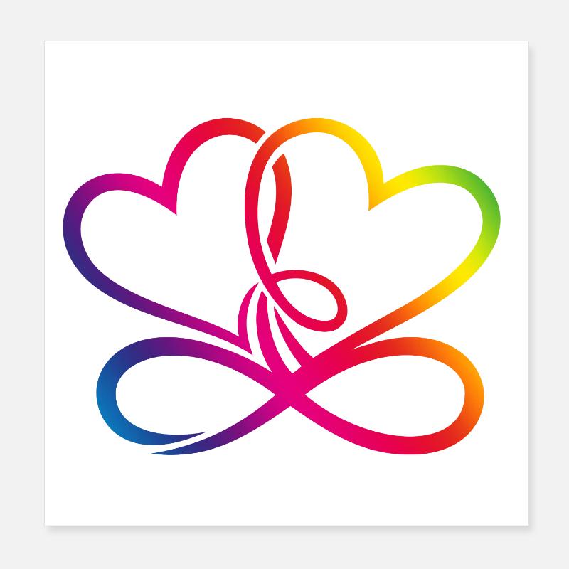 Zwei Herzen Regenbogen Infinity Love CSD LGBT Poster 20x20 cm