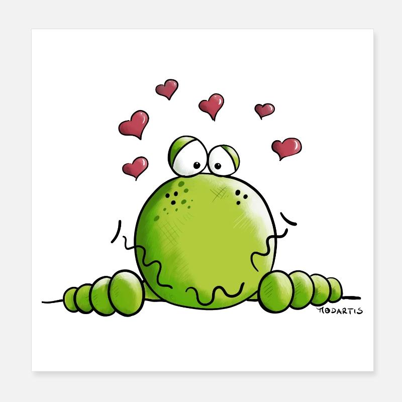 Frosch in Love - Poster 20x20 cm - Weiß