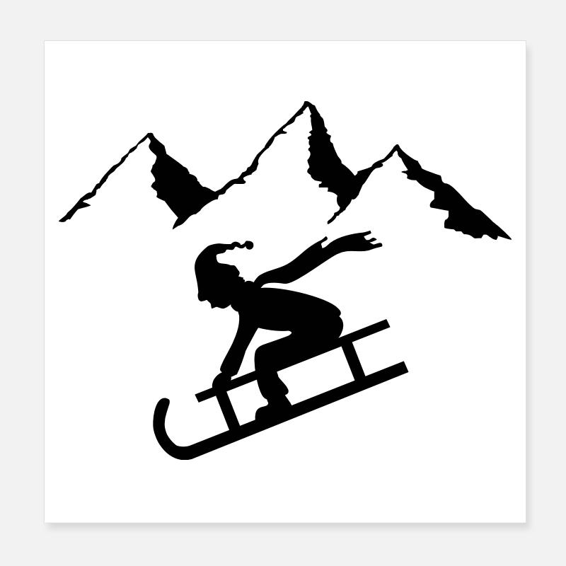 wintersport rodeln kind Poster 20x20 cm
