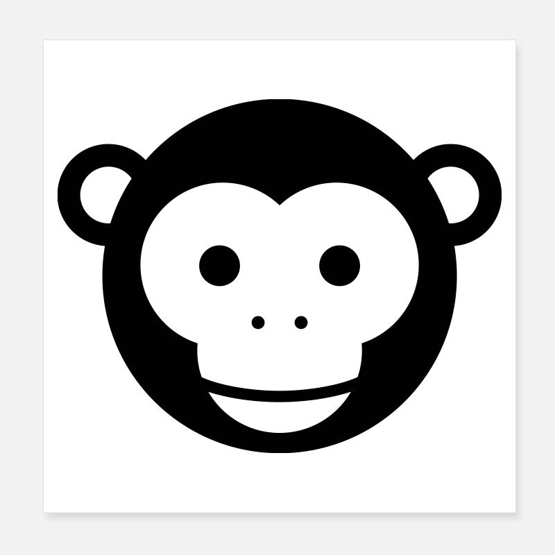 Tête de singe - Dessin animé mignon au visage de singe Poster 20 x 20 cm