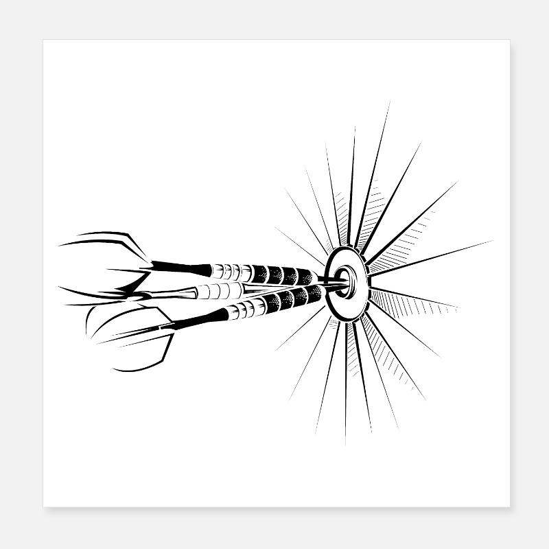 Fléchettes bullseye flèches illustration joueur de fléchettes Poster 20 x 20 cm