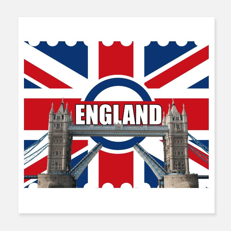Drapeau de l’Angleterre Tower Bridge Poster 20 x 20 cm