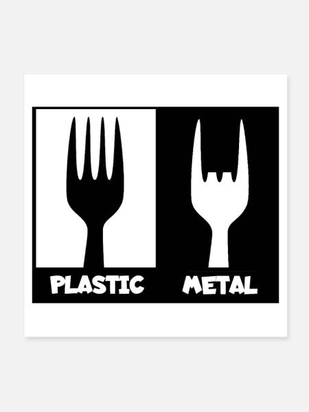 Plastic versus heavy metal. metal, hard rock # - Poster 8" x 8" (20x20 cm) - white - Front