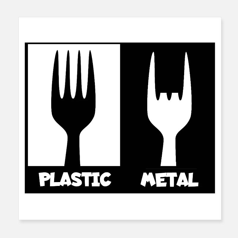 Kunststoff versus Schwermetall. Metal, Hard Rock # - Poster 20x20 cm - Weiß