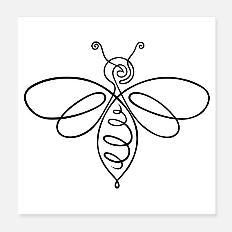 Abeilles Abeilles Une Ligne Poster 20 x 20 cm