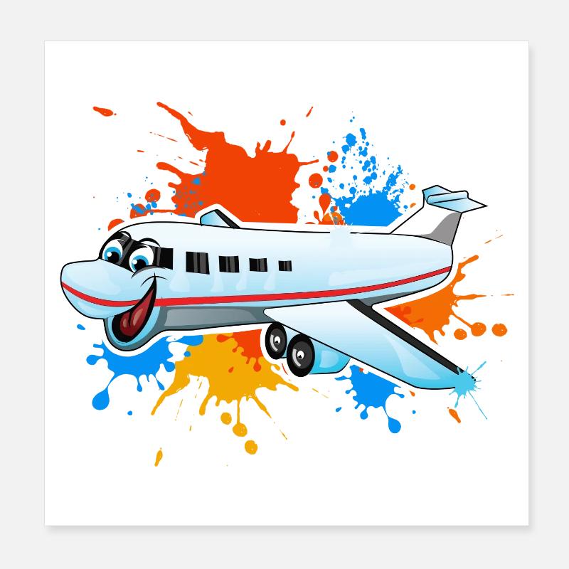 Flugzeug - Poster 20x20 cm - Weiß