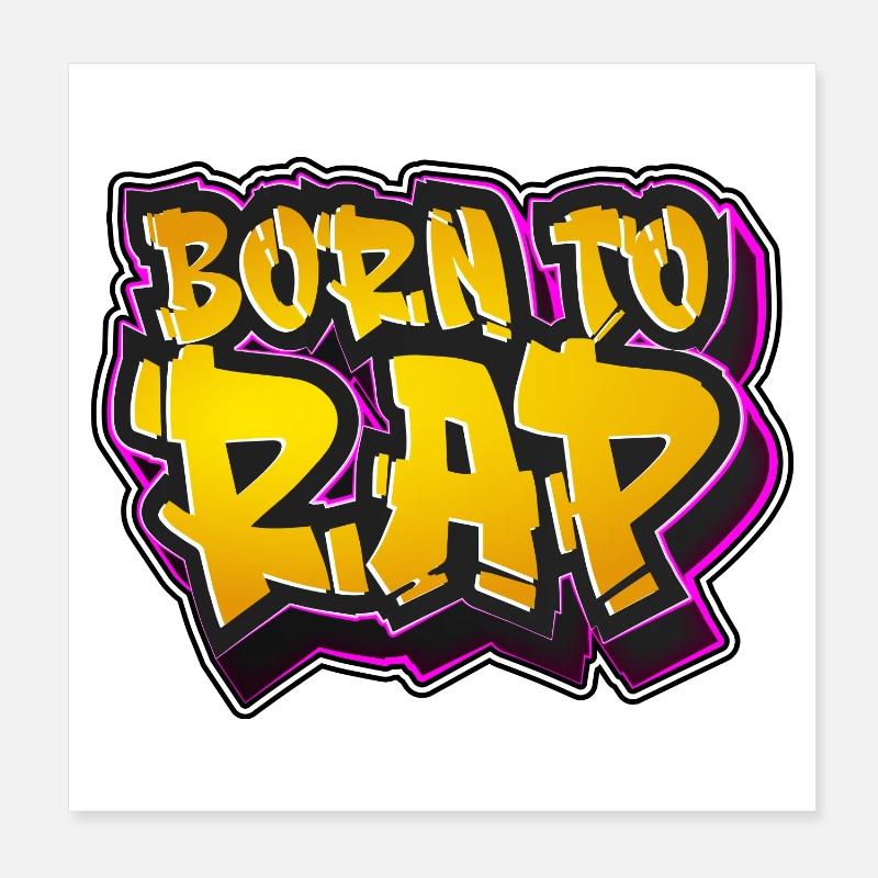 Né pour rapper - Poster 20 x 20 cm - blanc