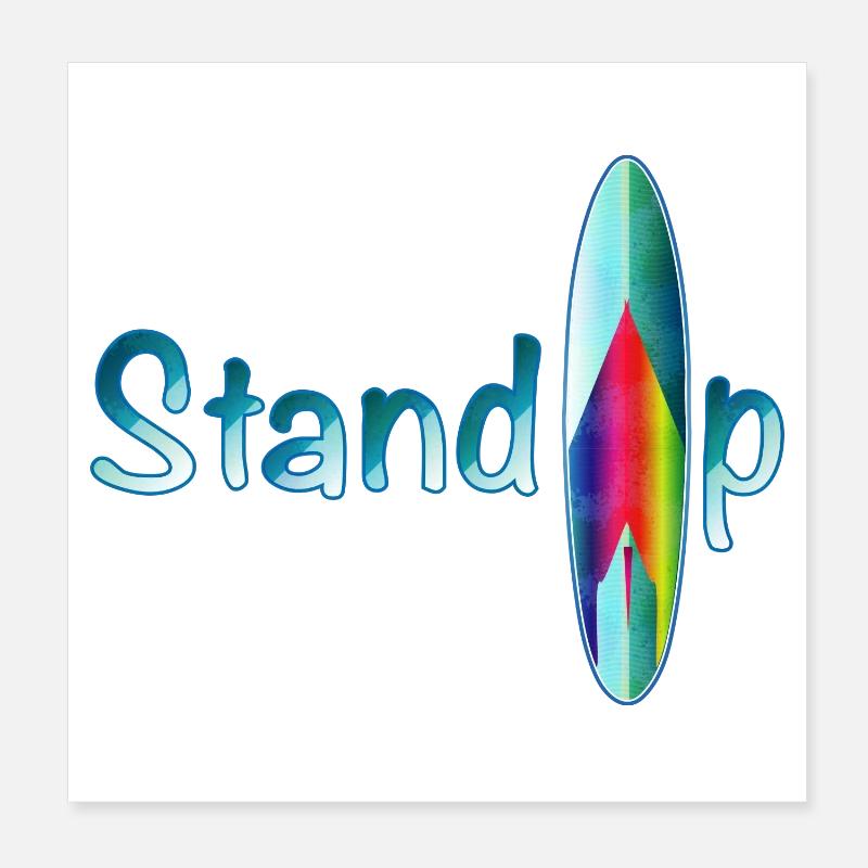 Stand up paddling lettering with paddle board Poster 8" x 8" (20x20 cm)
