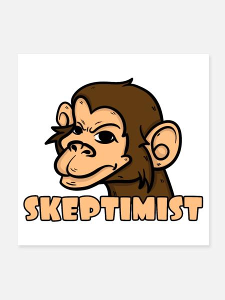 Skeptiker Affe - Skeptimist - Poster 20x20 cm - Weiß - Vorne