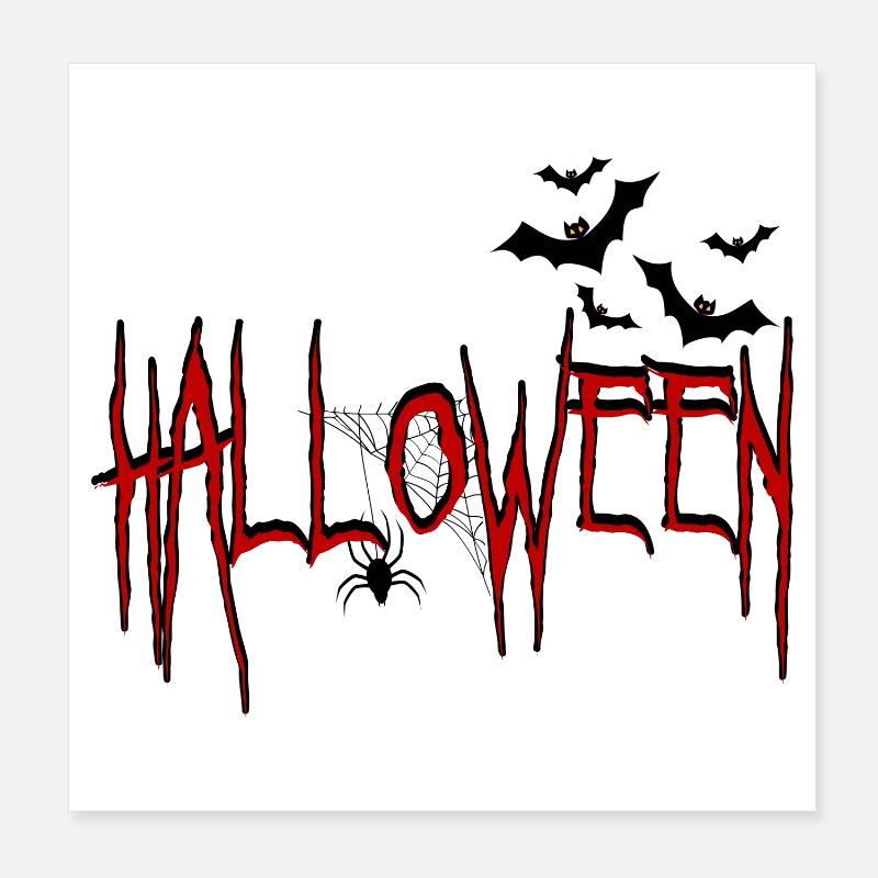 Halloween avec Spider and Bat Horror Design Poster 20 x 20 cm