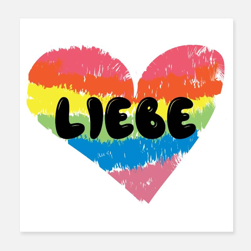 Lgbt Spruch Liebe Herz Beziehung Regenbogen Poster 20x20 cm
