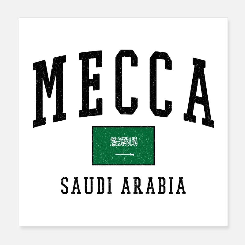 Mecca Saudi Arabia Flag Design Poster 8" x 8" (20x20 cm)