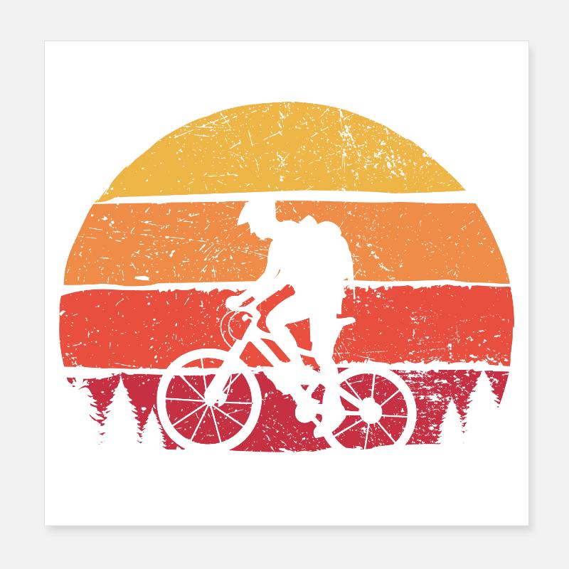 Zwillingsradfahrer Sonnenuntergangs-Silhouette Poster 20x20 cm