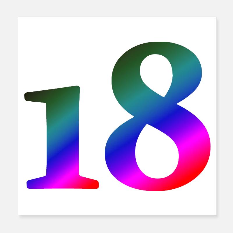 18, bunter farbverlauf, schenken Poster 20x20 cm