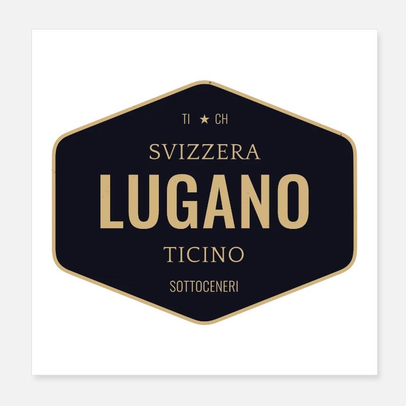 Lugano Abzeichen Gold Navy Poster 20x20 cm