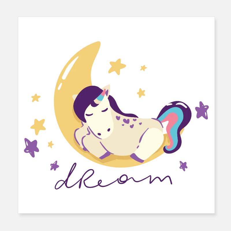 Traum-Einhorn auf dem Mond Poster 20x20 cm