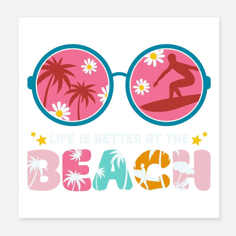 vacances d'été, summer, hello summer Poster 20 x 20 cm