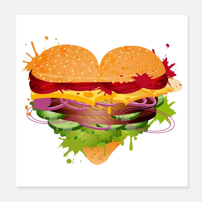 Petit pain à hamburger farci en forme de cœur graffiti Poster 20 x 20 cm