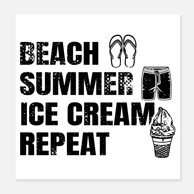 Beach Summer Ice Cream Repetition Poster 8" x 8" (20x20 cm)