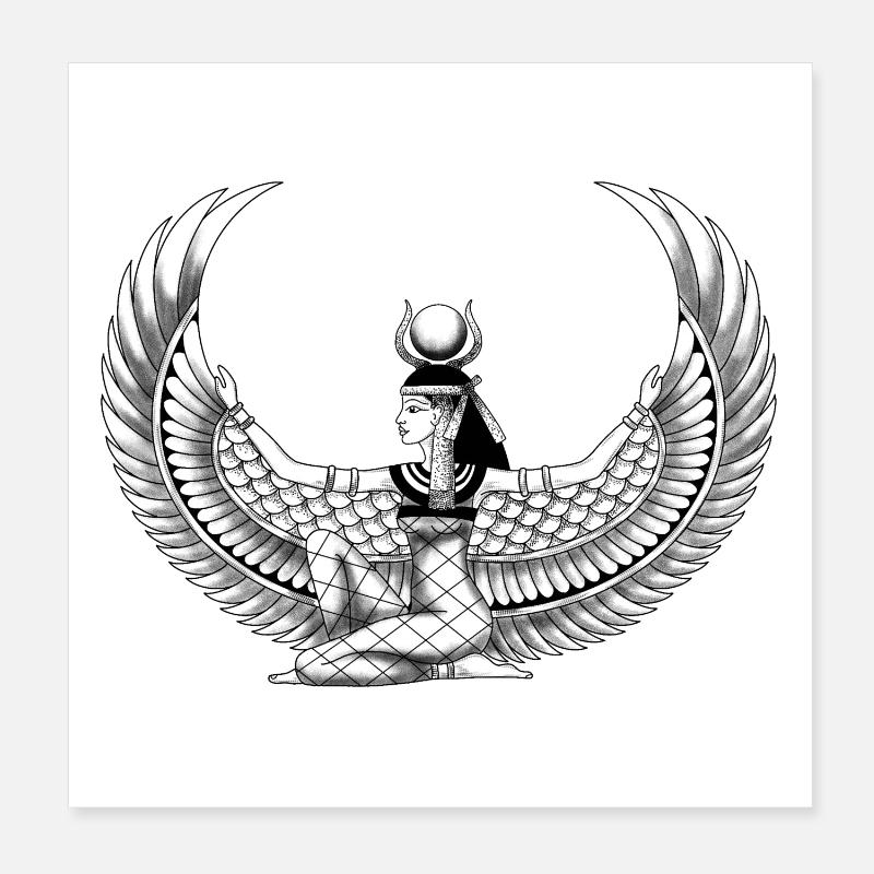 Dessin égyptien déesse Isis Égypte Poster 20 x 20 cm