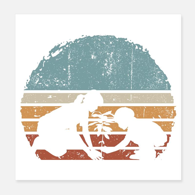 Sunset Silhouette Duo by Palm Tree Poster 8" x 8" (20x20 cm)