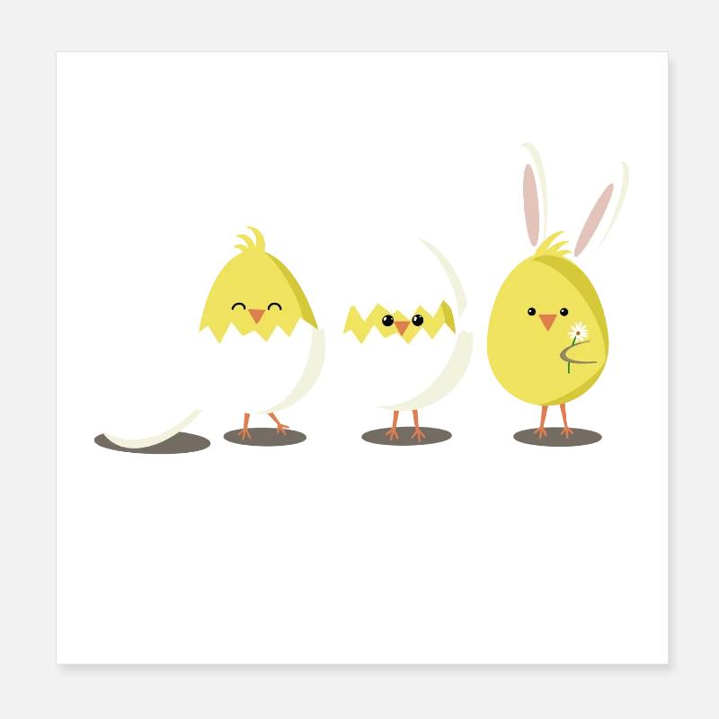 happy easter kücken ei osterei Poster 20x20 cm