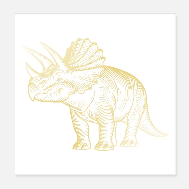 Triceratops Dinosaur Drawing Poster 8" x 8" (20x20 cm)